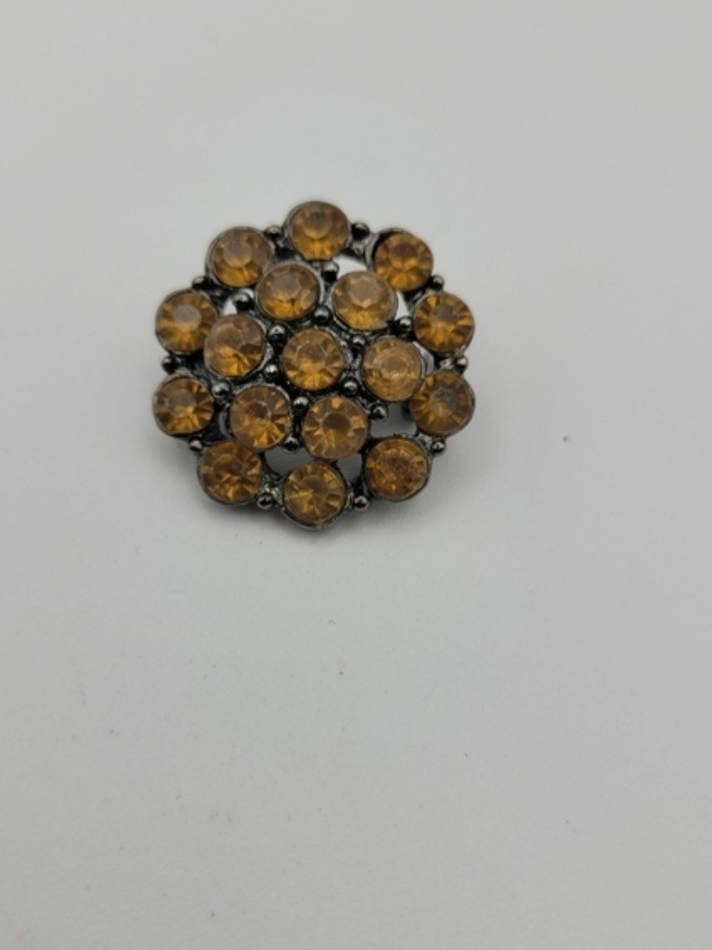 Vintage Amber Crystal Cluster Brooch